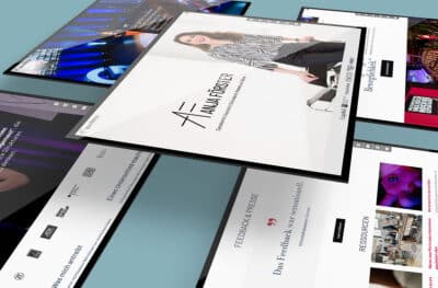 Webdesign für Anja Förster, Visualisierung als fliegende Tablets