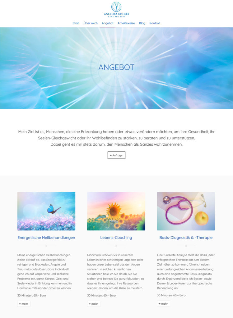 Webseite für die Ärztin Angelika Grieger
