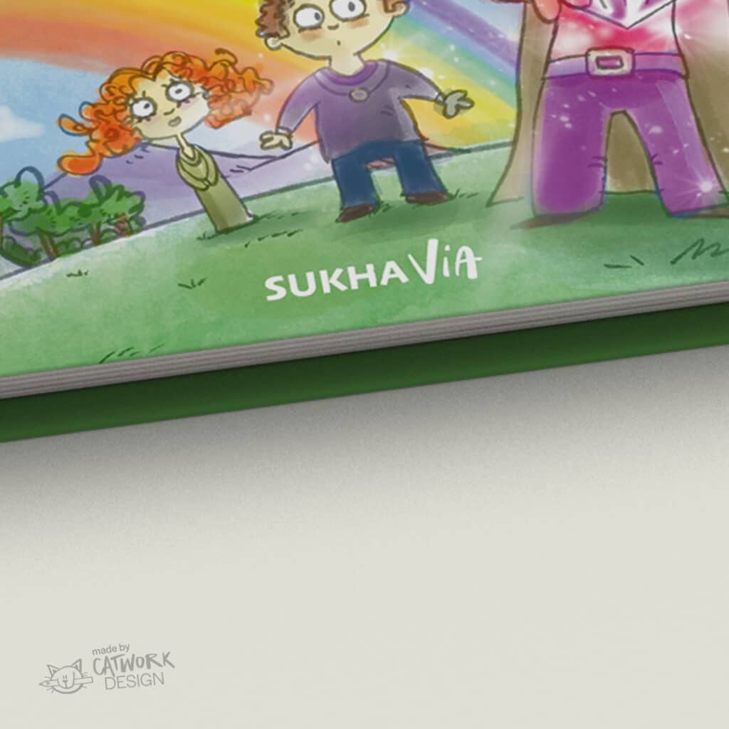 Sukha-Via Logo auf Buch, Logo-Design und Corporate-Design für Sukha Via Gmbh auf Buch Die kleine Seele Sukha