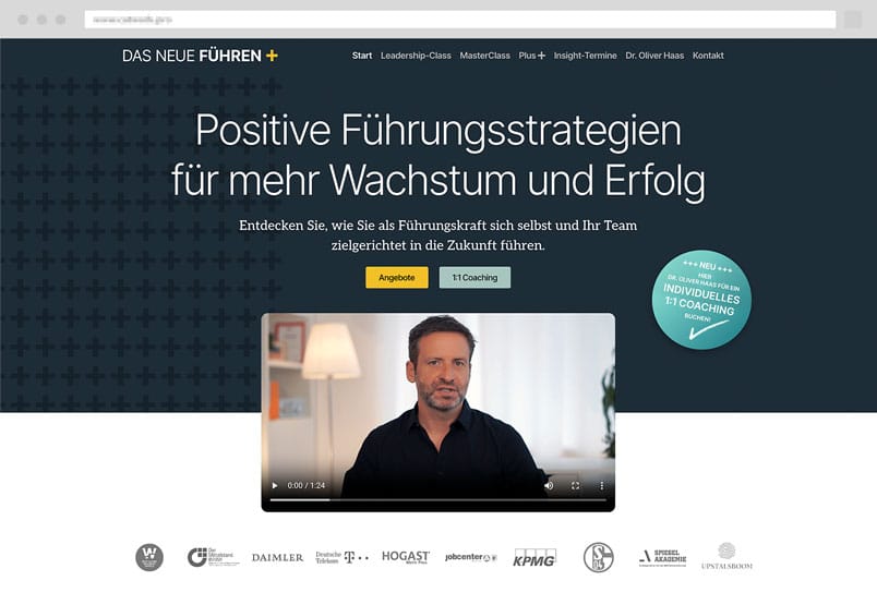 Webdesign für Das Neue Führen GmbH von Dr. Oliver Haas - Website-Ansicht der Homepage